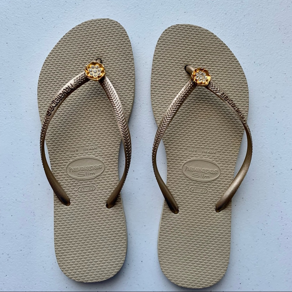 Havaianas Slim Flip Flops Gold